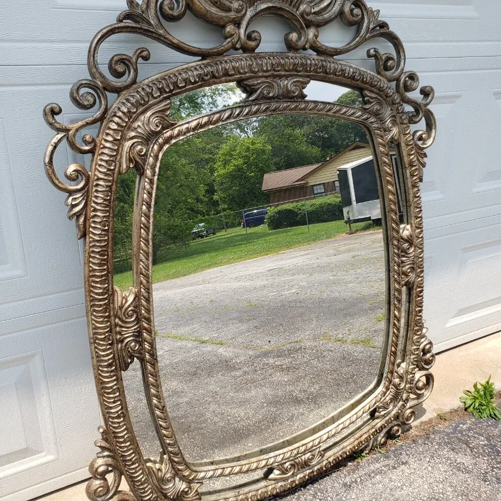 Luxury Console & Mirror Set – Beveled Glass & Gold Leaf Accents Sale: $1550